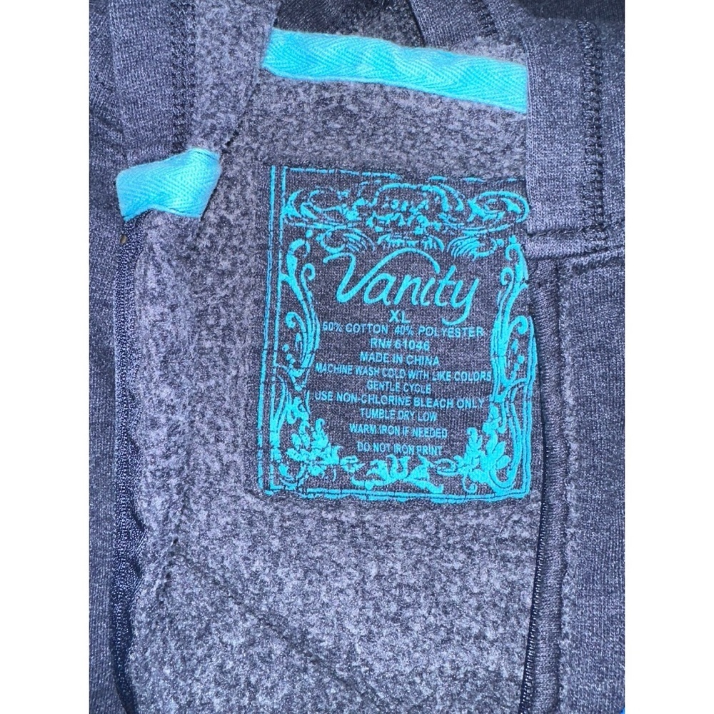 Vanity Vintage Y2K Blue University Full Zip Hooded Sweatshirt - Picture 4 of 4